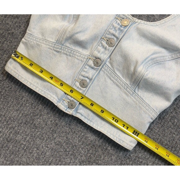 Levi’s Womens XS Button Down Denim Slim Fit Halter Top Janeesah Light Wash NEW - Picture 11 of 12